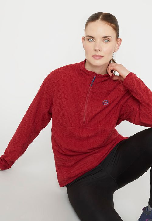 Polerón Outdoor Mujer Waffle Poliéster Reciclado Burdeo