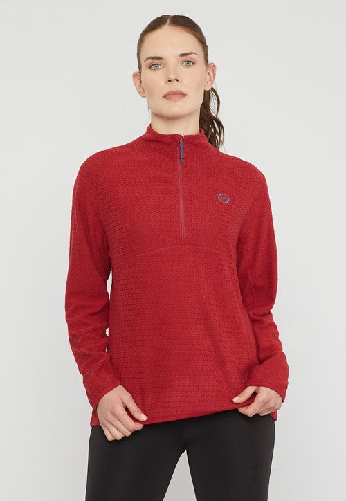 Polerón Outdoor Mujer Waffle Poliéster Reciclado Burdeo