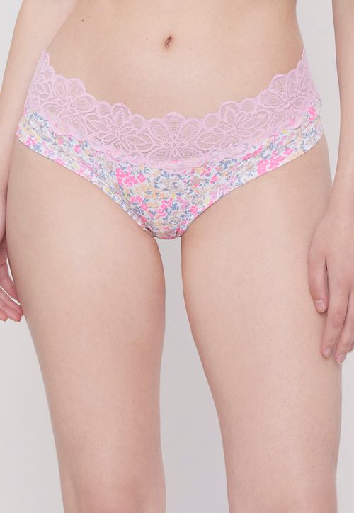 Pantaleta Mujer Algodón Flores Fondo Ecru