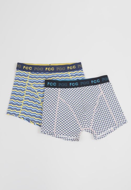 Bóxer Hombre Bipack Print Amarillo/Celeste