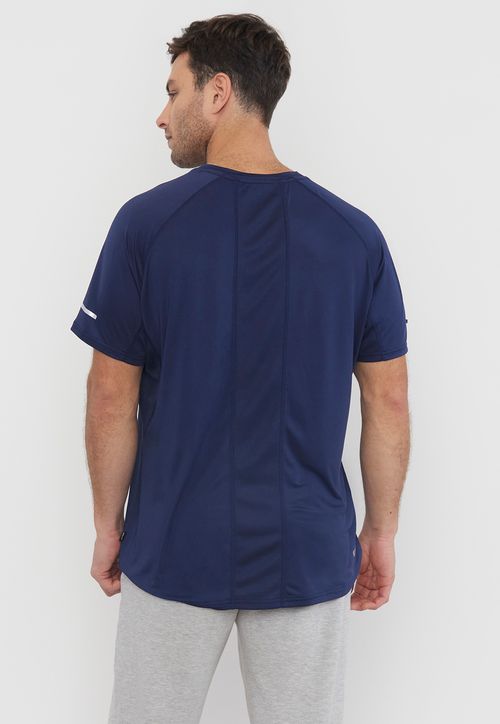 Polera Hombre Deportiva Poliéster R-Neck Azul