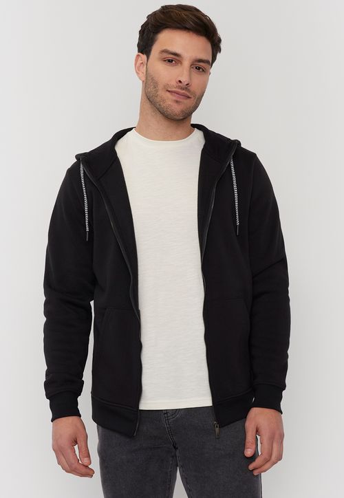 Polerón Hombre Full Zipper Clásico Negro