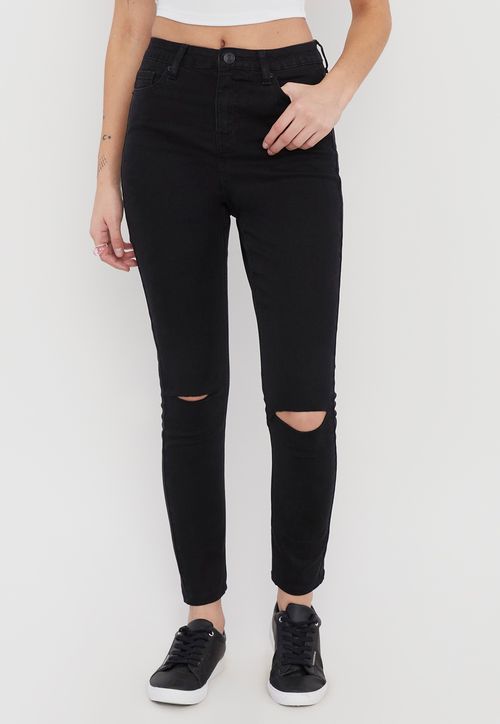 Jeans Mujer Destroyed Skinny Negro