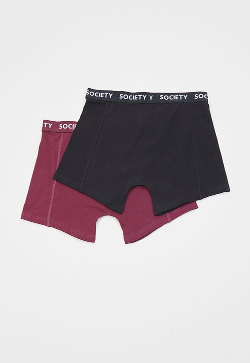 Bóxer Hombre Bipack Negro/Burdeo Liso