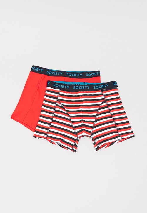 Bóxer Hombre Bipack Rojo Líneas
