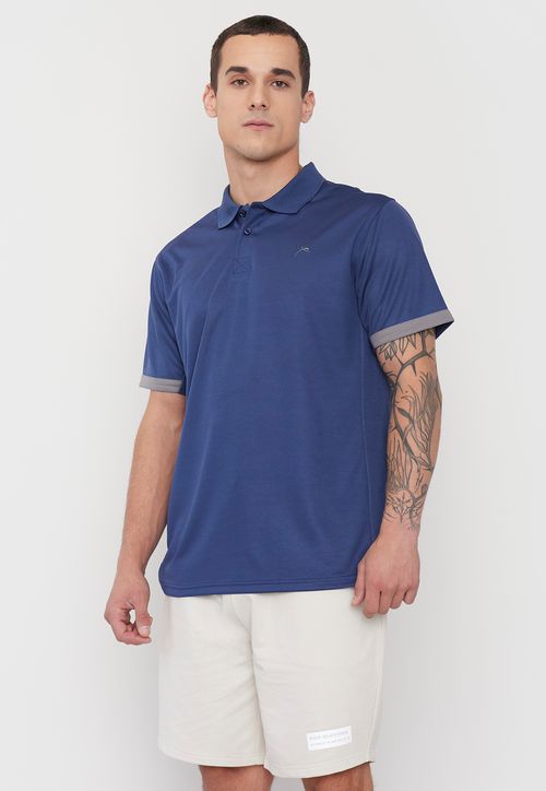 Polera Hombre Deportiva Polo Poliéster Reciclado Navy