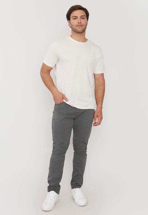 Pantalón Hombre Slim Fit 5 Pocket Gris Liso