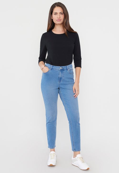 Jeans Mujer 1 Boton Azul Claro Skinny