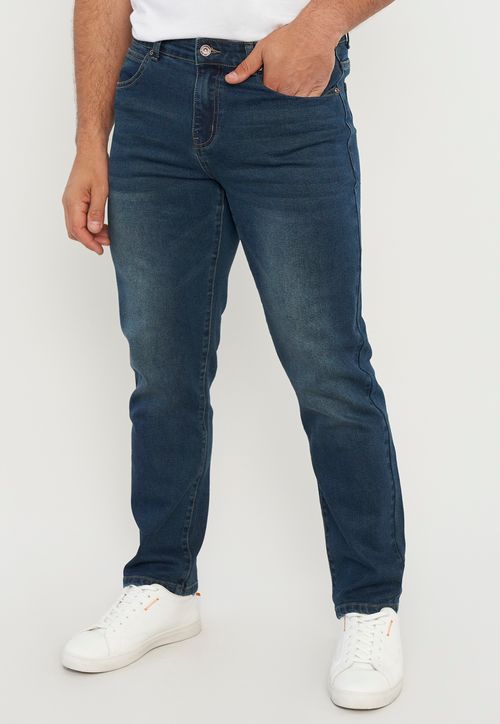 Jeans Hombre Straight Fit Azul Clásico