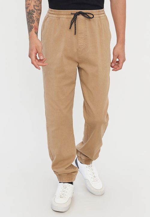 Pantalón Hombre Jogger Fit Twill Camel Liso