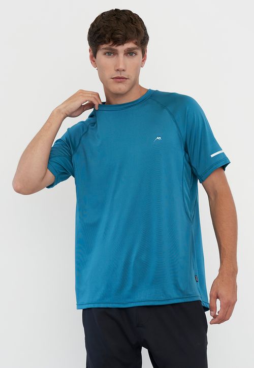 Polera Hombre Deportiva R-Neck Poliéster Petrol
