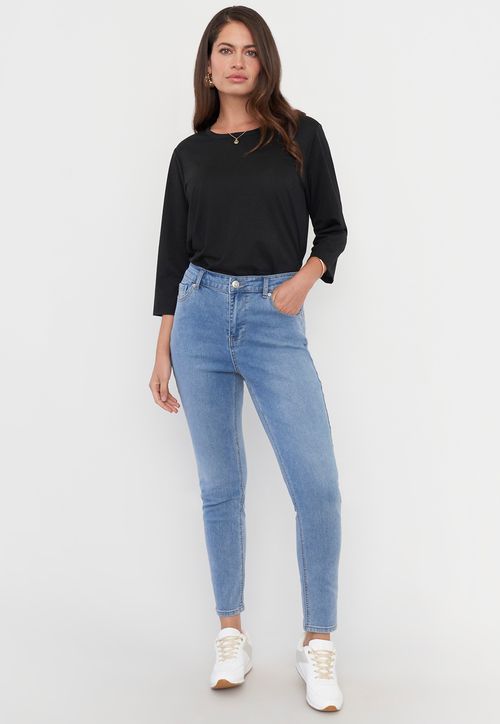 Jeans Skinny Mujer Azul Claro 1 Boton