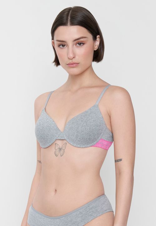 Sostén Mujer Cotton Copa B Gris Melange