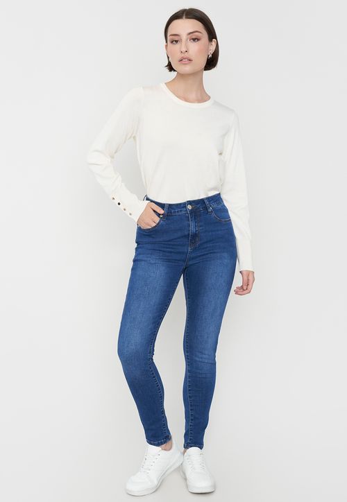 Jeans Skinny Mujer Azul Medio