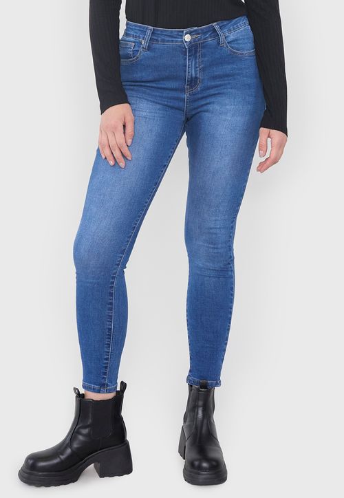 Jeans Mujer Azul Medio Calce Skinny