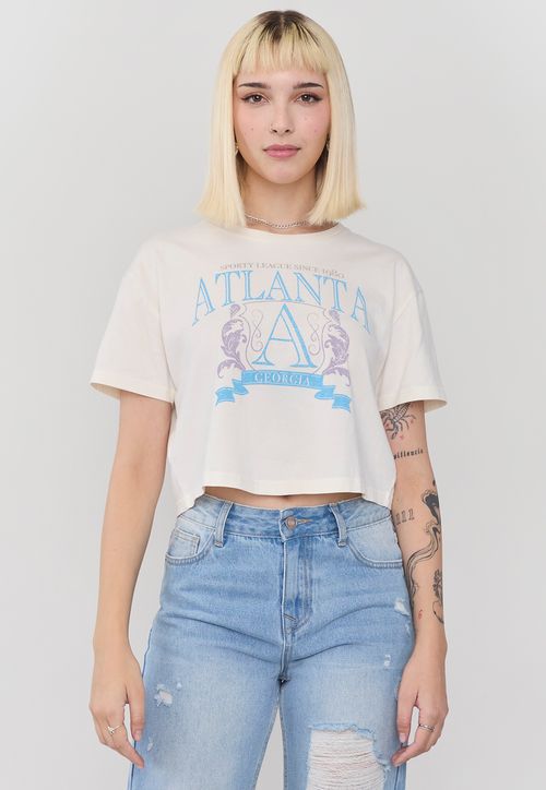 Polera Mujer Fun Crop Ecru