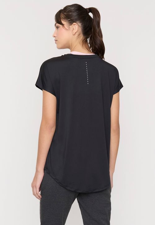 Polera Mujer Deportiva Amplia Color Negro Melange
