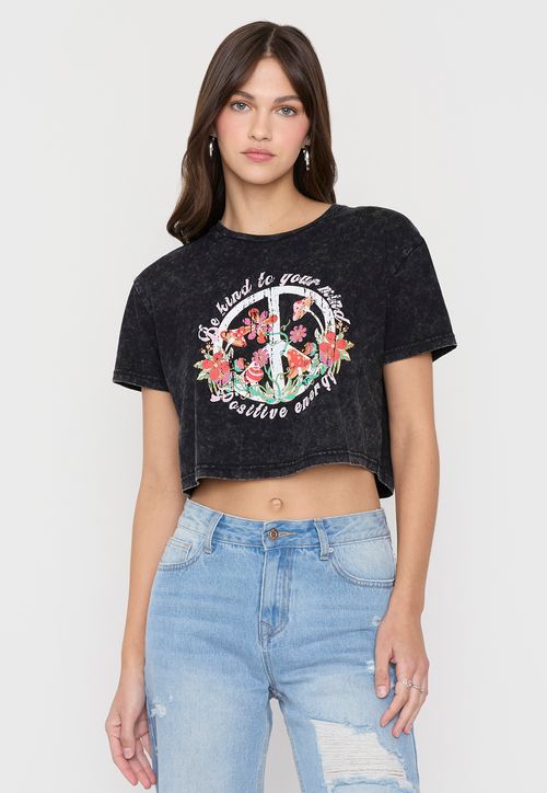 Polera Mujer Fun Crop Negro