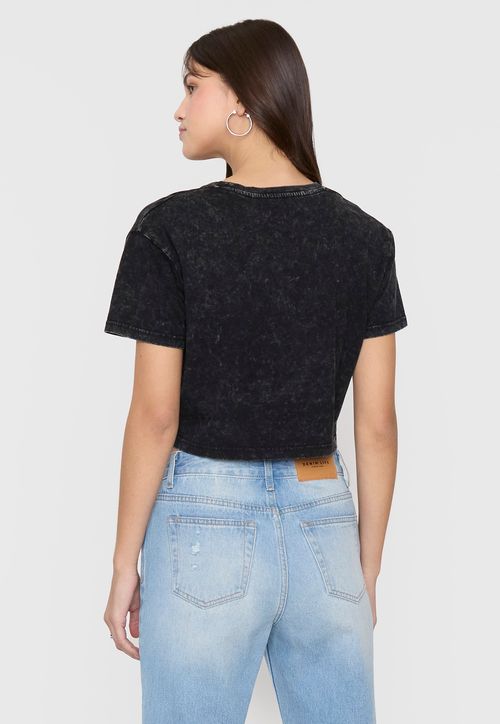 Polera Mujer Fun Crop Negro