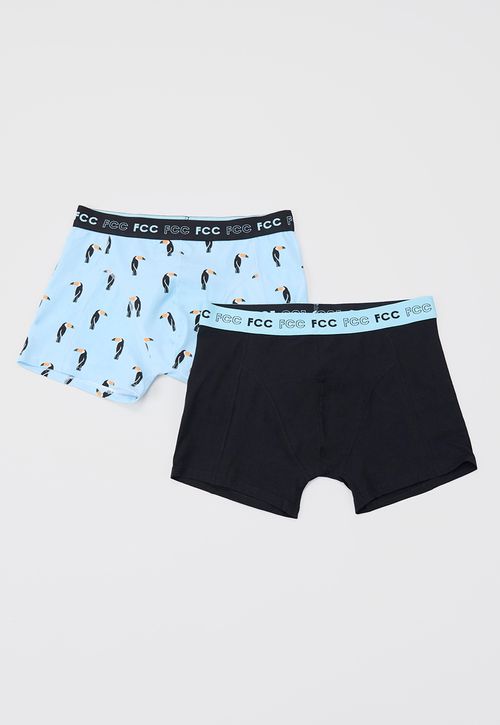 Bóxer Hombre Bipack Print Mix Celeste/Negro