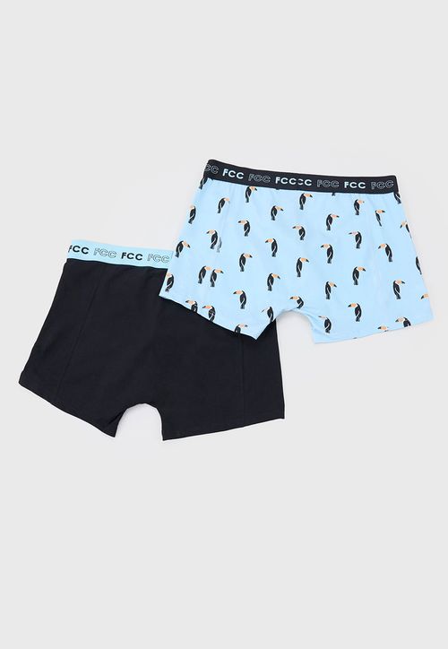 Bóxer Hombre Bipack Print Mix Celeste/Negro