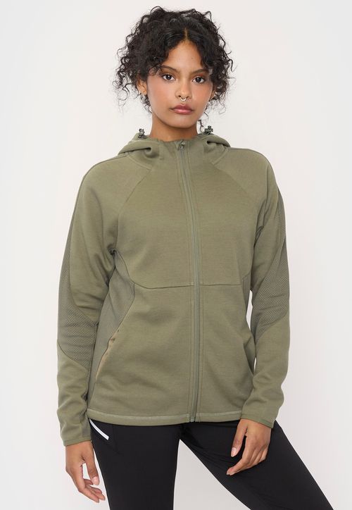Polerón Mujer Deportivo Zipper Verde Mix Tela
