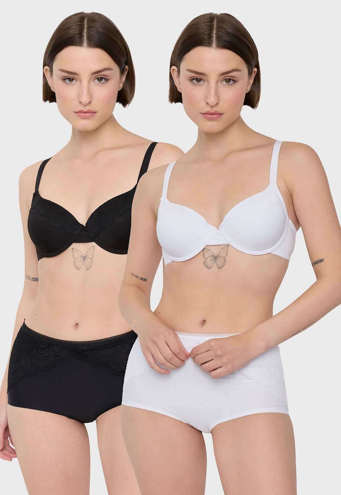 Sostén Mujer Bipack Copa C Blanco - Negro
