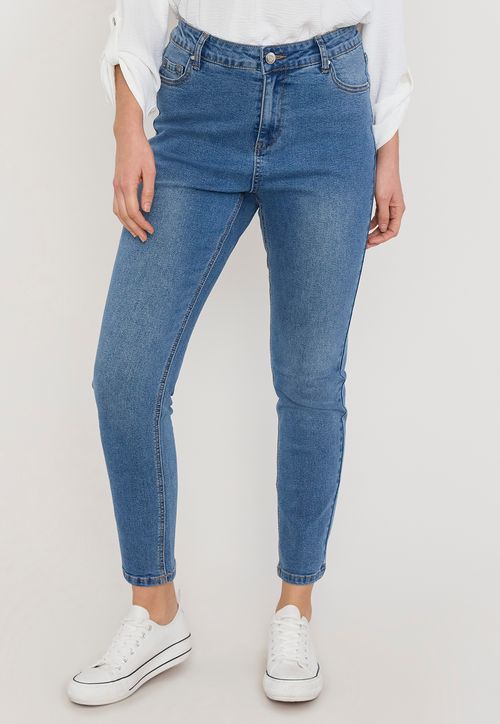 Jeans Mujer Skinny 1 Botón Azul Oscuro