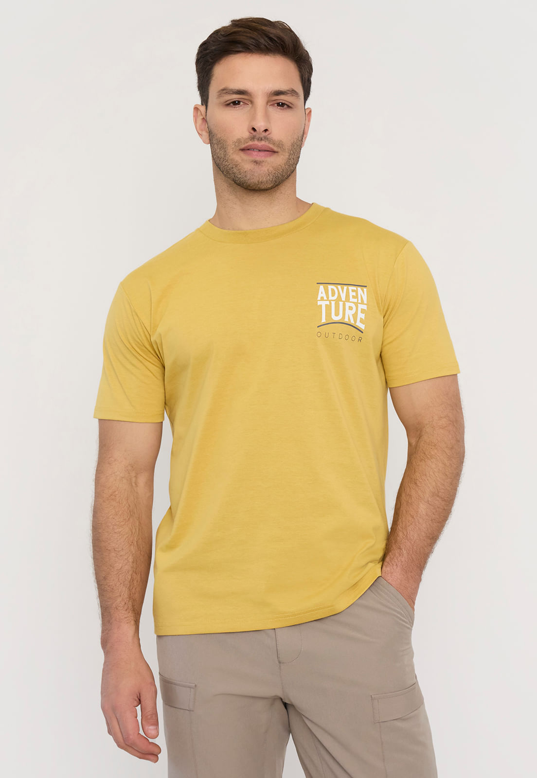 Polera Hombre Fun Focal Print Color Mostaza