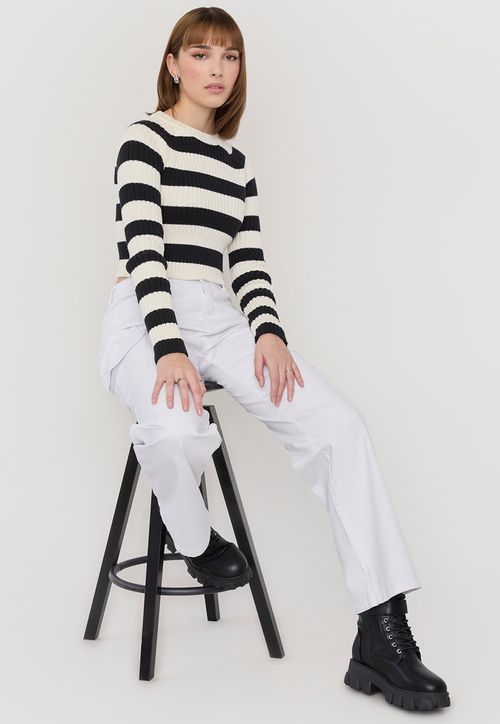 Pantalón Mujer Cargo Stretch Blanco