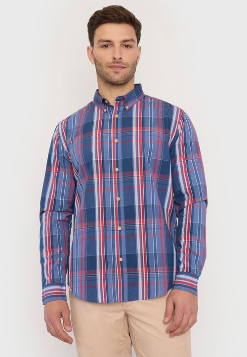 Camisa Hombre Escocesa Azul M/L