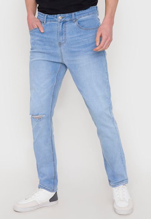 Jeans Hombre Skinny Fit Azul Claro Spandex