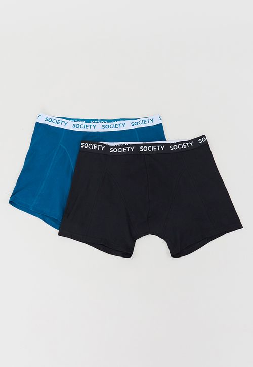 Bóxer Hombre Bipack Mix Negro/Azul Liso