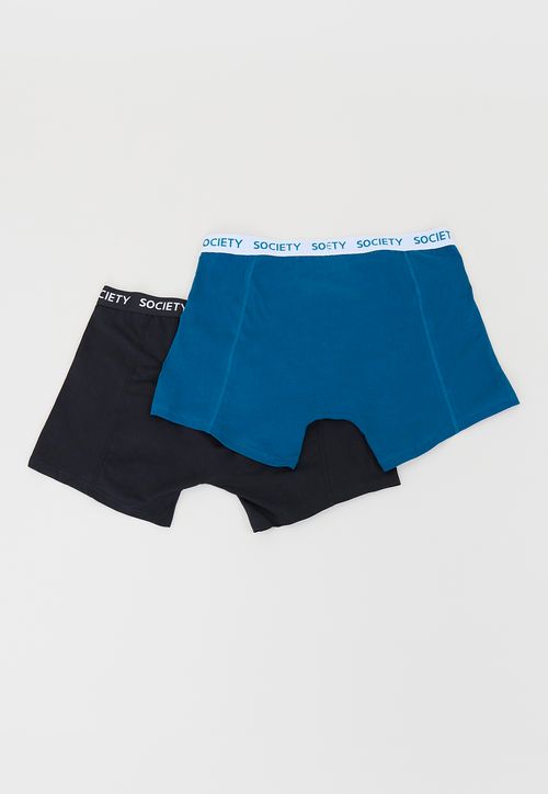 Bóxer Hombre Bipack Mix Negro/Azul Liso