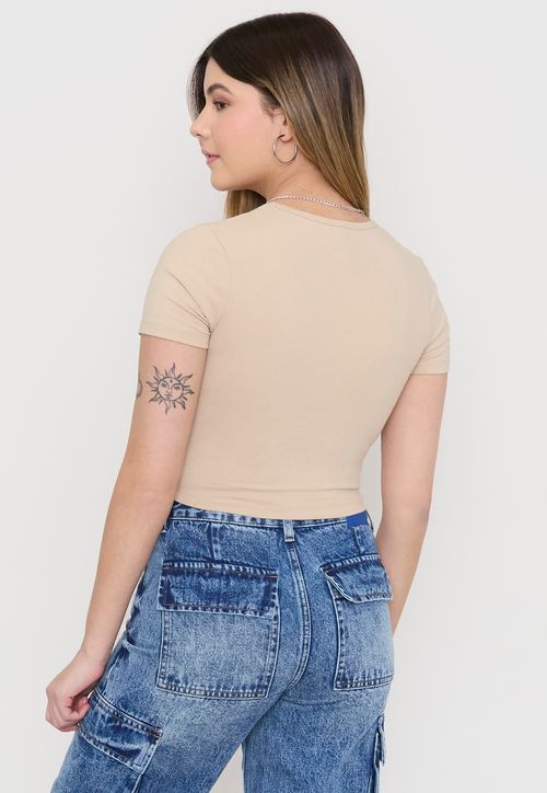 Polera Mujer Crop Cotton Spx Beige