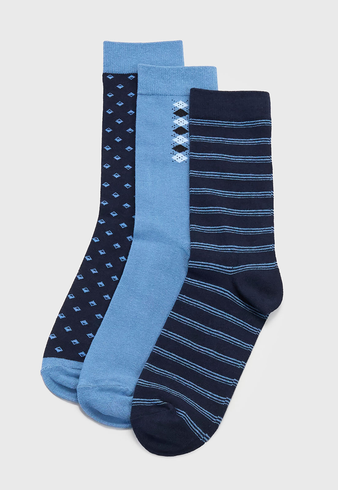 Calcetines Hombre Tripack Print Mix Navy