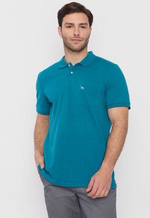 Polera Hombre Piqué Bolsillo Petrol