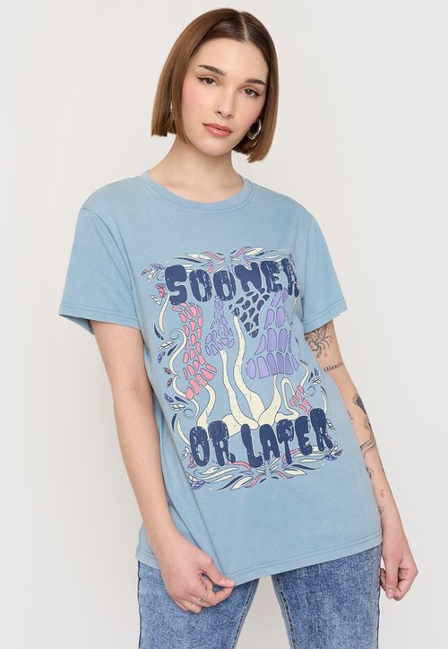 Polera Mujer Fun Oversize Celeste