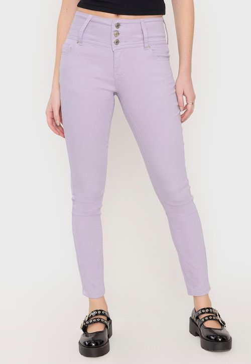 Jeans Mujer 3 Botones Color Malva