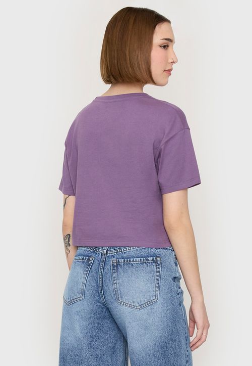 Polera Fun Mujer Manga Corta Crop Morado
