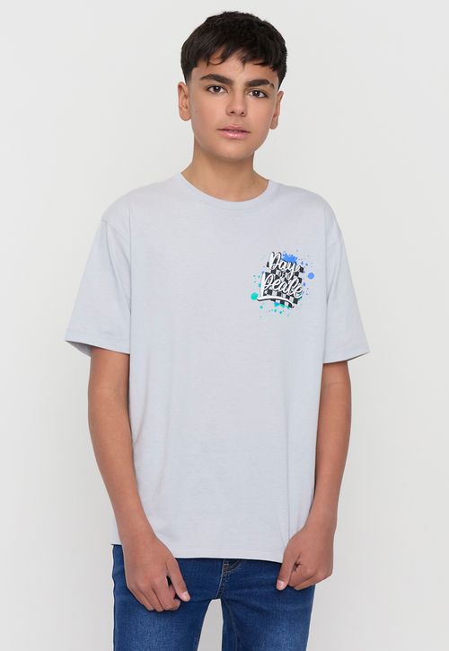 Polera Niño Teen Mc Focal Pecho Gris