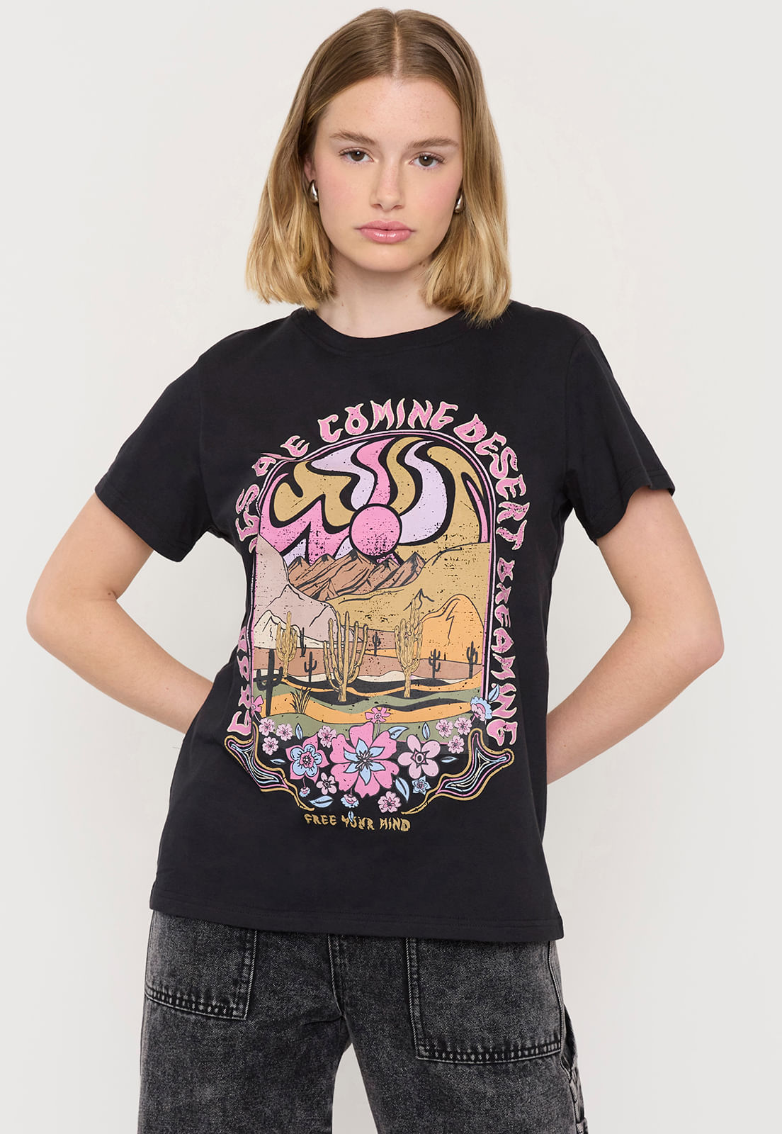 Polera Mujer Fun Oversize Negro Free