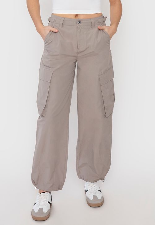 Pantalón Mujer Parachute Cargo Ajustable Gris