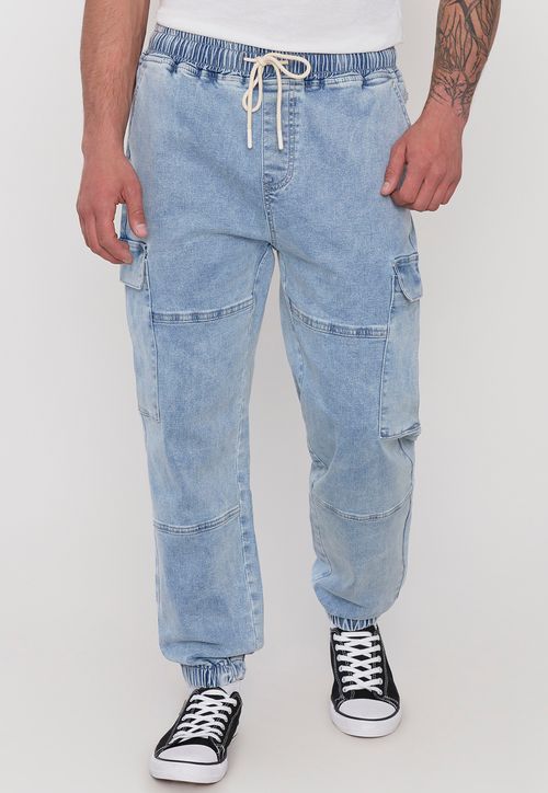 Jeans Hombre Cargo Jogger Fit Azul Claro