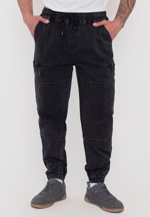 Jeans Hombre Cargo Jogger Fit Negro