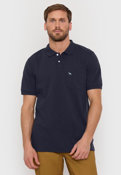 Polera Hombre Piqué Bolsillo Color Navy