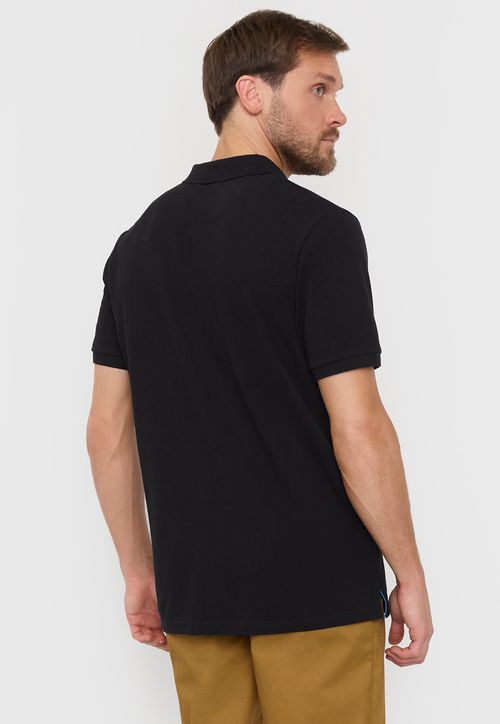Polera Hombre Lisa Piqué Negro