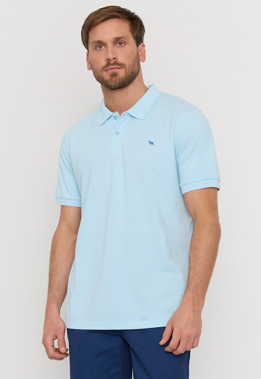 Polera Hombre Lisa Piqué Celeste