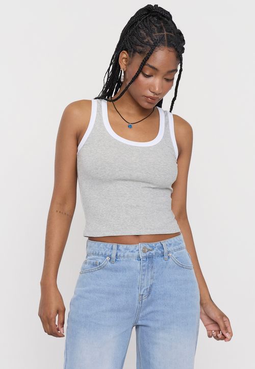 Polera Mujer Sin Mangas Regular Gris Melange