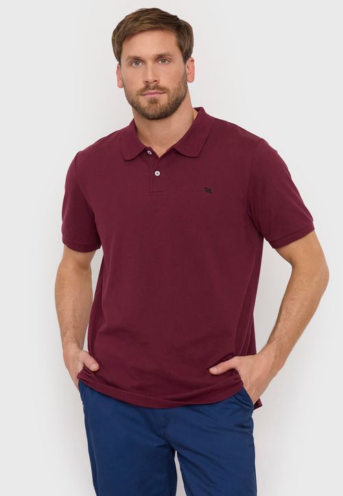 Polera Hombre Lisa Piqué Burdeo